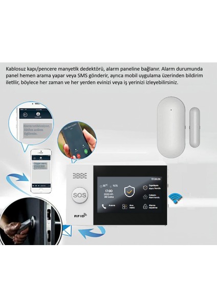 Obiem Akıllı Ev Güvenlik Alarm Sistemleri Kapı Pencere Sensörü (Tek Başına Çalışmaz, Alarm Paneline Bağlanır) modelleri