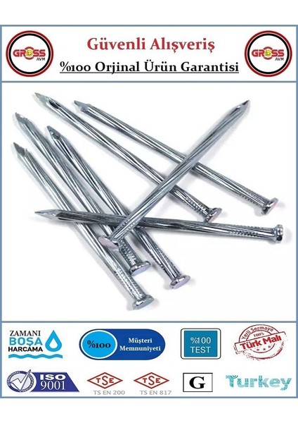 Çelik Beton Çivisi Kanallı - 5X75MM - 50 Adet