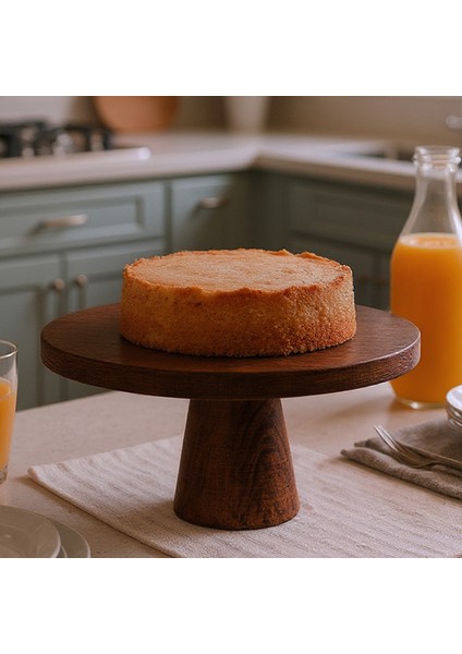 Ligno - Ahşap Kek Standı Ayaklı Sunumluk Pasta Standı 25 cm