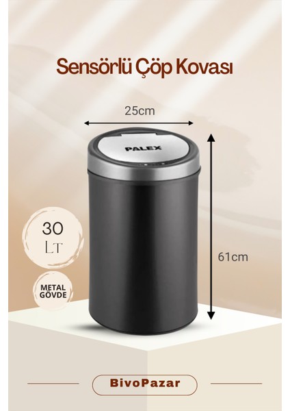 Sensörlü Çöp Kovası USB Şarjlı 30 Lt fiyatları