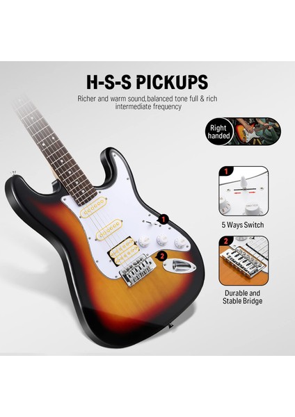 DST-100S St Elektro Gitar Seti (Sunburst) indirimleri