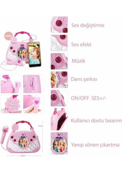 Mp3 ve Mikrofonlu Parti Müzik El Çantası