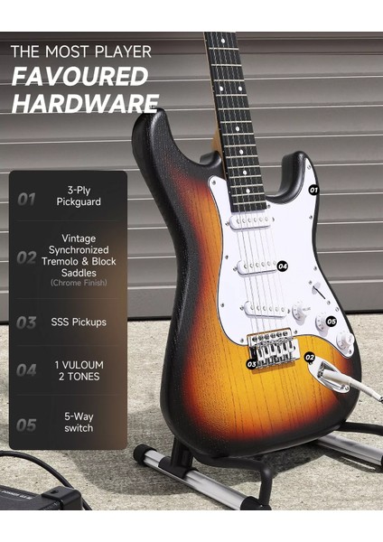 Dst-80 St Elektro Gitar Seti (Sunburst) modelleri