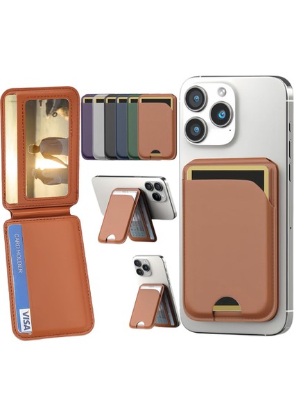 Magsafe Uyumlu Cüzdan Deri Kaplama Ince Kartlık Manyetik