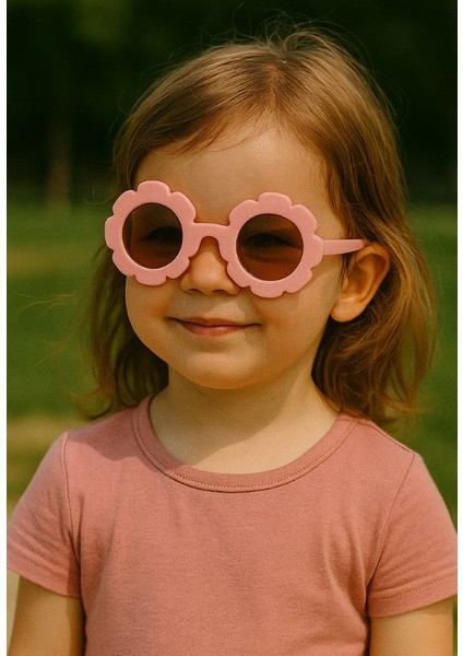 Kids Güneş Gözlüğü Pembe Papatya Çerçeve Uv 400 Korumalı Ce Belgeli Güneş Gözlüğü