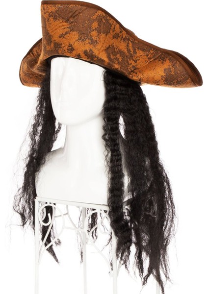 Siyah Saçlı Kaptan Korsan Şapkası