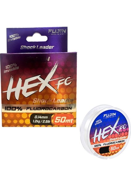 Hex Fc 50MT 0.14MM Fluorocarbon Leader Misina