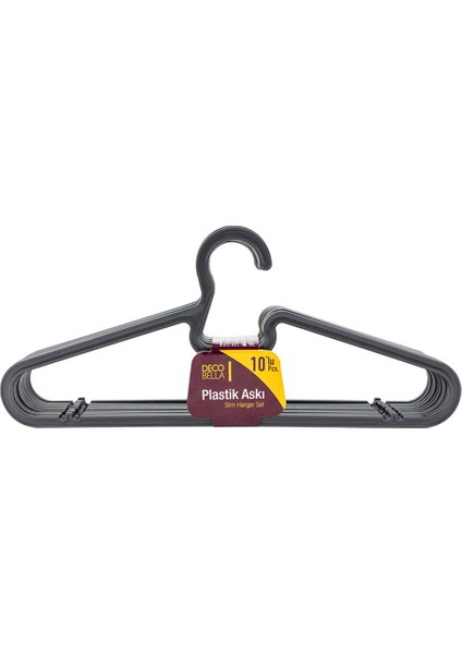 10'lu Eko Plastik Askı Seti Siyah, Pratik ve Şık Organizatör Parça