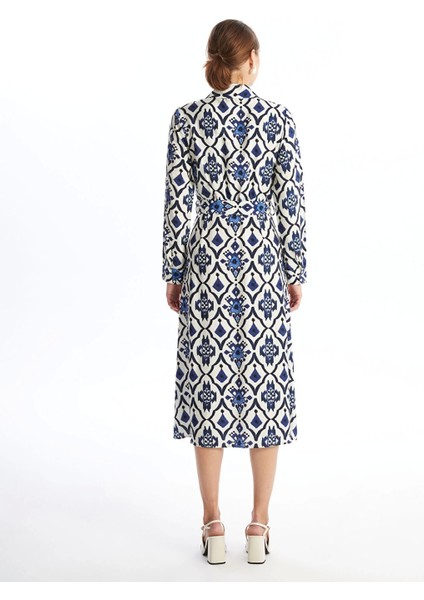 Lcwaıkıkı Classic Mavi Desenli Uzun Kollu Kadın Gömlek Elbise fırsatları