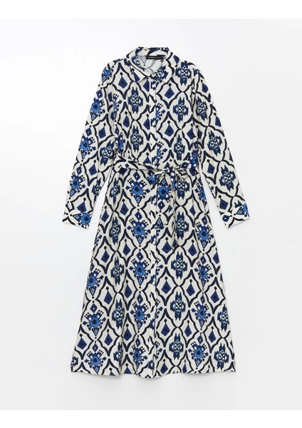 Lcwaıkıkı Classic Mavi Desenli Uzun Kollu Kadın Gömlek Elbise indirimleri