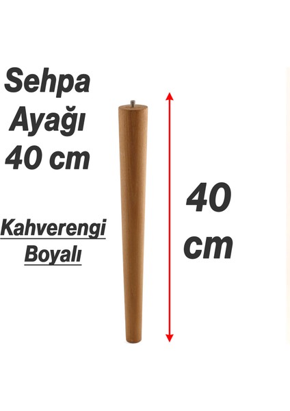 Sehpa Ayak Seti Silindir Mobilya Ayağı Aksesuar Ayakları Kahverengi Boyalı Doğal Ahşap 3'lü Takımı 40 cm fırsatları