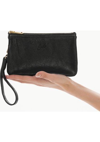 Maia Siyah Hakiki Deri Bölmeli Kadın El Çantası, Kadın Mini Çanta