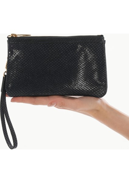 Maia Siyah Hakiki Deri Bölmeli Kadın El Çantası, Kadın Mini Çanta