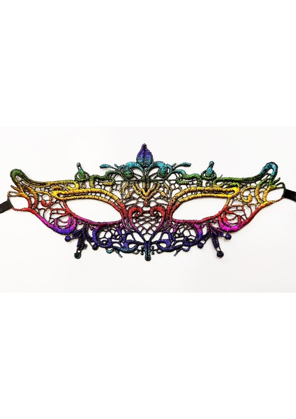 Rengarenk Dantel Kesim Dantel Işlemeli B Parti Maskesi Gökkuşağı fiyatları