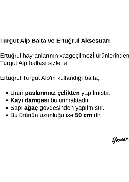 Kayı Baltası El Yapımı Turgut Alp Balta ve Ertuğrul Savaşçı Aleti -60 cm indirimleri
