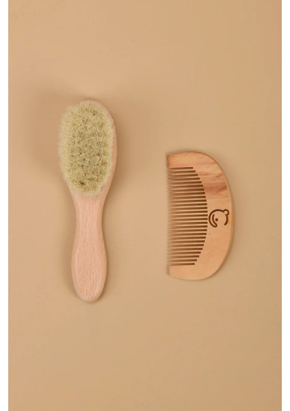 Doğal Keçi Kılı Bebek Saç Fırçası, Bebek Konak Tarağı, 2'li Set indirimleri