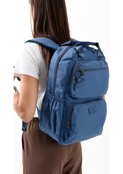 Ultra Hafif Şik ve Su Geçirmez Orta Boy Sırt Çantası Mavi Model: (571-13-9F)