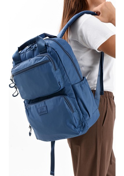 Ultra Hafif Şik ve Su Geçirmez Orta Boy Sırt Çantası Mavi Model: (571-13-9F) fiyatları