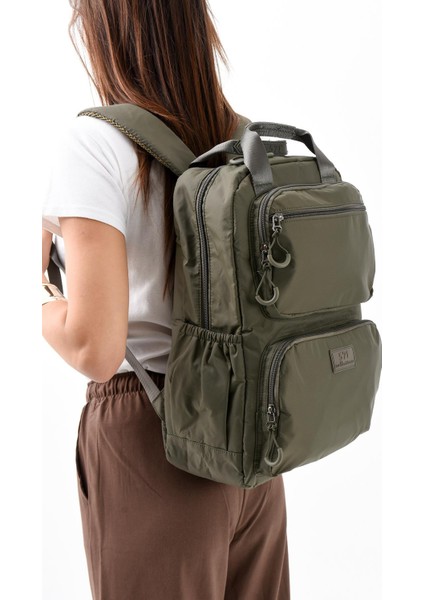 Ultra Hafif Şik ve Su Geçirmez Orta Boy Sırt Çantası Haki Yeşil Model: (571-13-9F) fiyatları