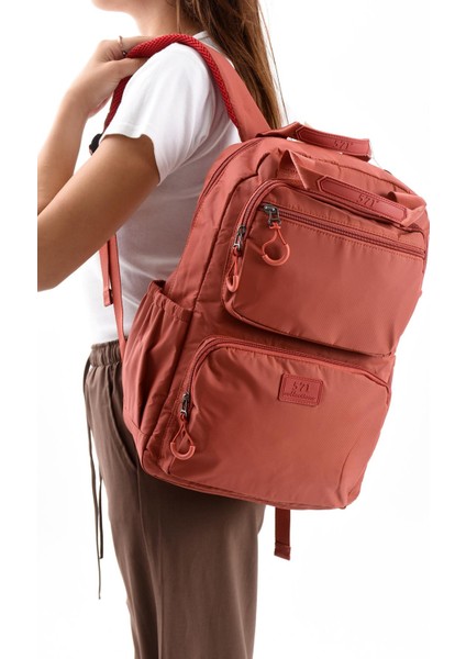 Ultra Hafif Şik ve Su Geçirmez Orta Boy Sırt Çantası Kiremit Model: (571-13-9F)