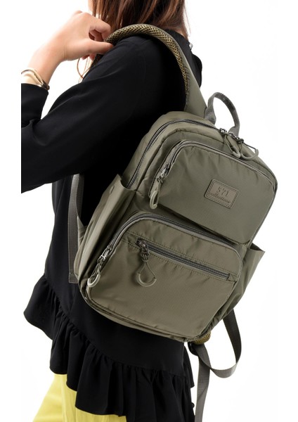 Ultra Hafif Şik ve Su Geçirmez Orta Boy Sırt Çantası Haki Yeşil Model: (571-13-9D)