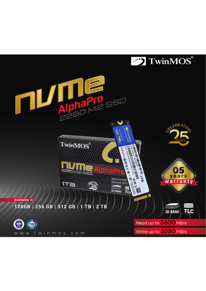 1tb M.2 Pcıe Gen3 Nvme SSD 3500MB Okuma 3000MB Yazma Hızlı Sessiz Sistem Performans Diski