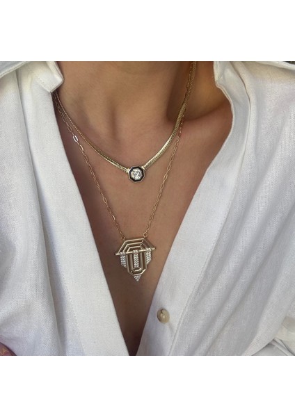 Çelik 2li Leyla Kolye Seti