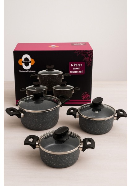 Ekonomik 6 Parça Granit Tencere Seti – 14 Cm, 16 Cm, 18 cm Derin Tencere, Yanmaz Yapışmaz fiyatları