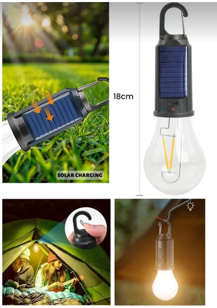 Taşınabilir Solar USB Şarjlı LED Ampül Outdoor Kamp Bahçe Lambası Askılı Kırılmaz LED Işık Kumandalı indirimleri