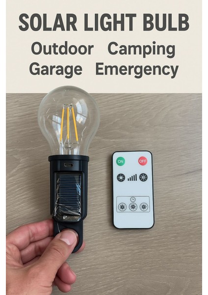 Taşınabilir Solar USB Şarjlı LED Ampül Outdoor Kamp Bahçe Lambası Askılı Kırılmaz LED Işık Kumandalı