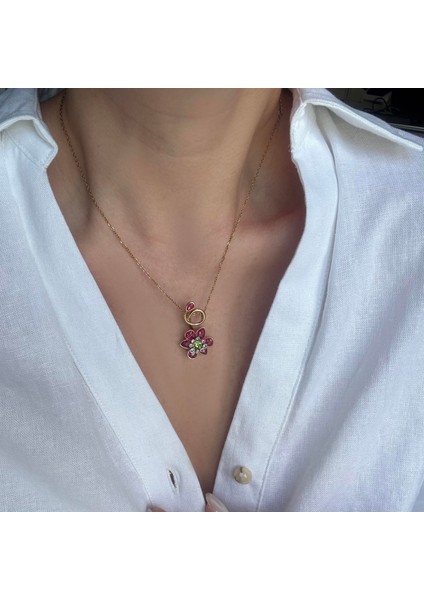 Çelik Flower Kolye