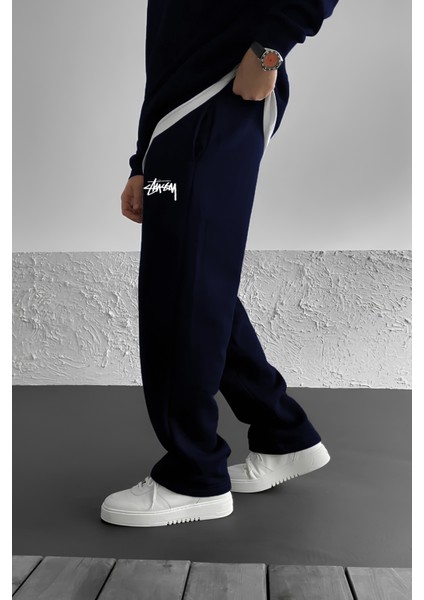 Stüssy Baskılı Baggy Lacivert Yazlık 3 Iplik Bol Kesim Düz Paça Mevsimlik Eşofman Altı RF0510 fiyatları