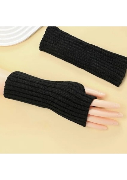 Kadın Örgü Şeritli Eldiven – Casual Dikişsiz Tasarım, Sıcak Tutan Akrilik Malzeme, Rahat Kol Tutucu, Outdoor ve Günlük Kullanıma Uygun Şık Kışlık Aksesuar