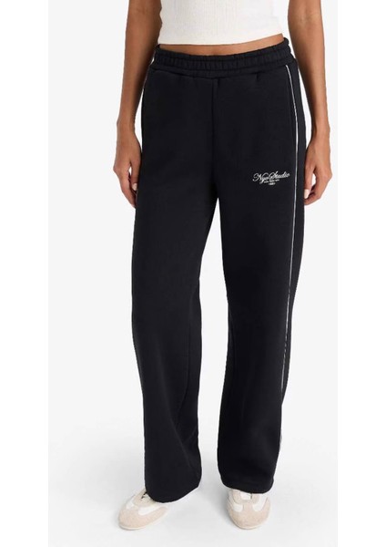 Straight Fit Baskılı Beli Lastikli Siyah Kadın F0314AX/BK81 fırsatları