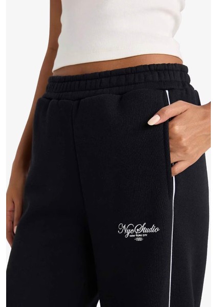 Straight Fit Baskılı Beli Lastikli Siyah Kadın F0314AX/BK81 indirimleri