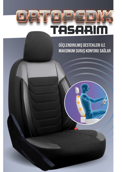 Fiat Egea Cross ile Uyumlu Lüx Deri Detaylı Oto Koltuk Kılıfı Ön Arka Takım Carbon Siyah fırsatları