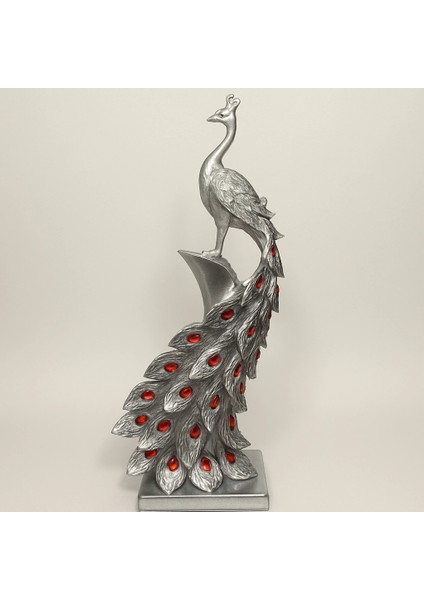 Gümüş Kristal Kuyruklu Tavuskuşu Dekor Heykel 50 cm fırsatları