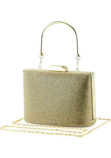 Altın Saten Kristal Taşlı Metal Saplı Zincir Askılı Abiye Çanta fiyatları