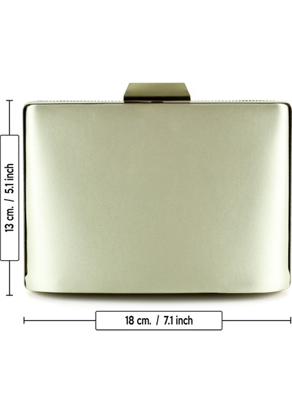 Altın Saten Kristal Taşlı Metal Saplı Zincir Askılı Abiye Çanta