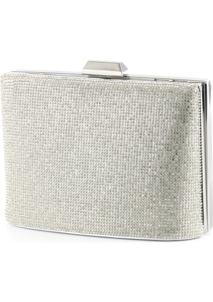 Gümüş Saten Kristal Taşlı Metal Saplı Zincir Askılı Abiye Çanta fırsatları