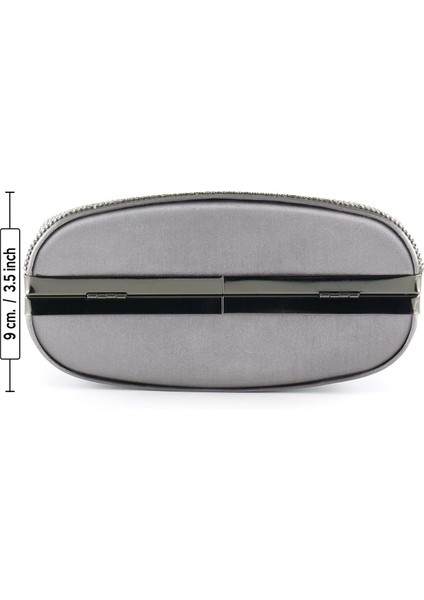 Antrasit Saten Kristal Taşlı Metal Saplı Zincir Askılı Abiye Çanta