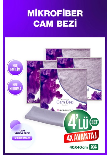 Mikrofiber Cam Bezi (40X40 Cm) 4 Adet