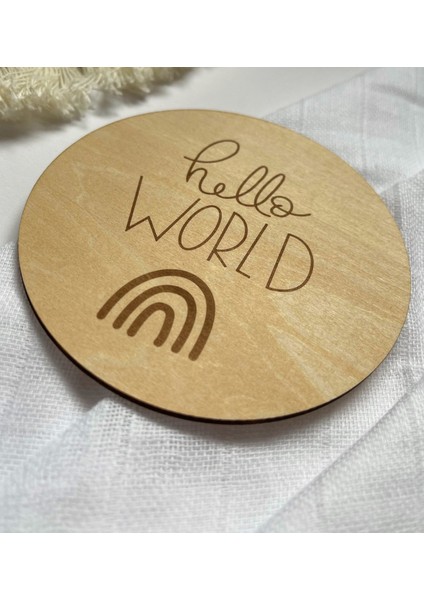 Merhaba Dünya Yazılı Ahşap Disk - Yeni Doğan Bebek Hediyelik fiyatları