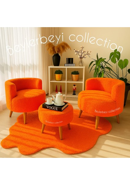 Çay Seti Ikili Koltuk Berjer ve Puf Takımı (Salon, Balkon, Ofis) 3 Lü Takım