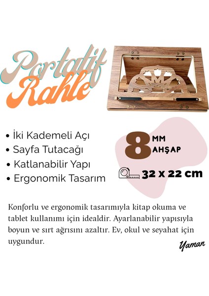 Portatif Rahle & Kitap Okuma Standı Masaüstü Ahşap Kuran Rahlesi Tablet Tutucu fiyatları