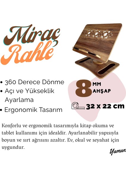 Miraç Rahle & Kitap Okuma Standı Masaüstü Ahşap Kuran Rahlesi Tablet Tutucu fiyatları