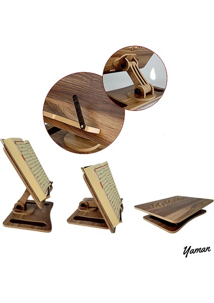 Miraç Rahle & Kitap Okuma Standı Masaüstü Ahşap Kuran Rahlesi Tablet Tutucu