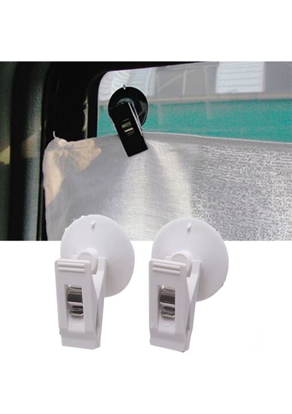 Mandallı ve Vantuzlu Çok Amaçlı Klips Seti, 2 Parçalı, Beyaz Renkli.