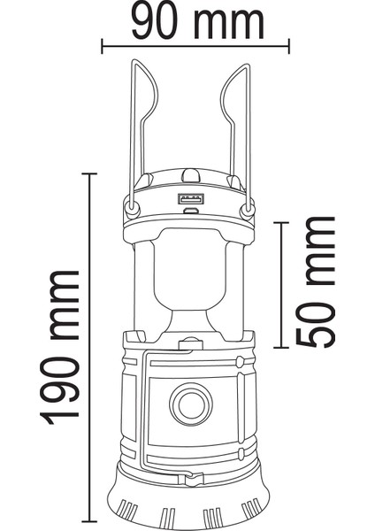 20W Solar Fener – USB Şarjlı, IP65, 6500K, 320 Lümen, Güneş Enerjili Taşınabilir Işık