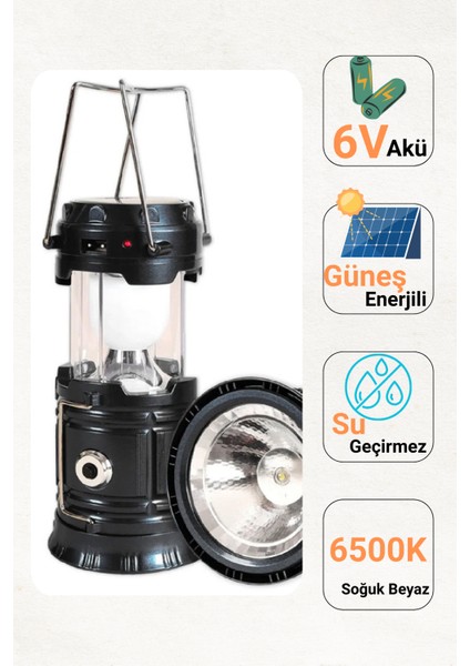 20W Solar Fener – USB Şarjlı, IP65, 6500K, 320 Lümen, Güneş Enerjili Taşınabilir Işık modelleri